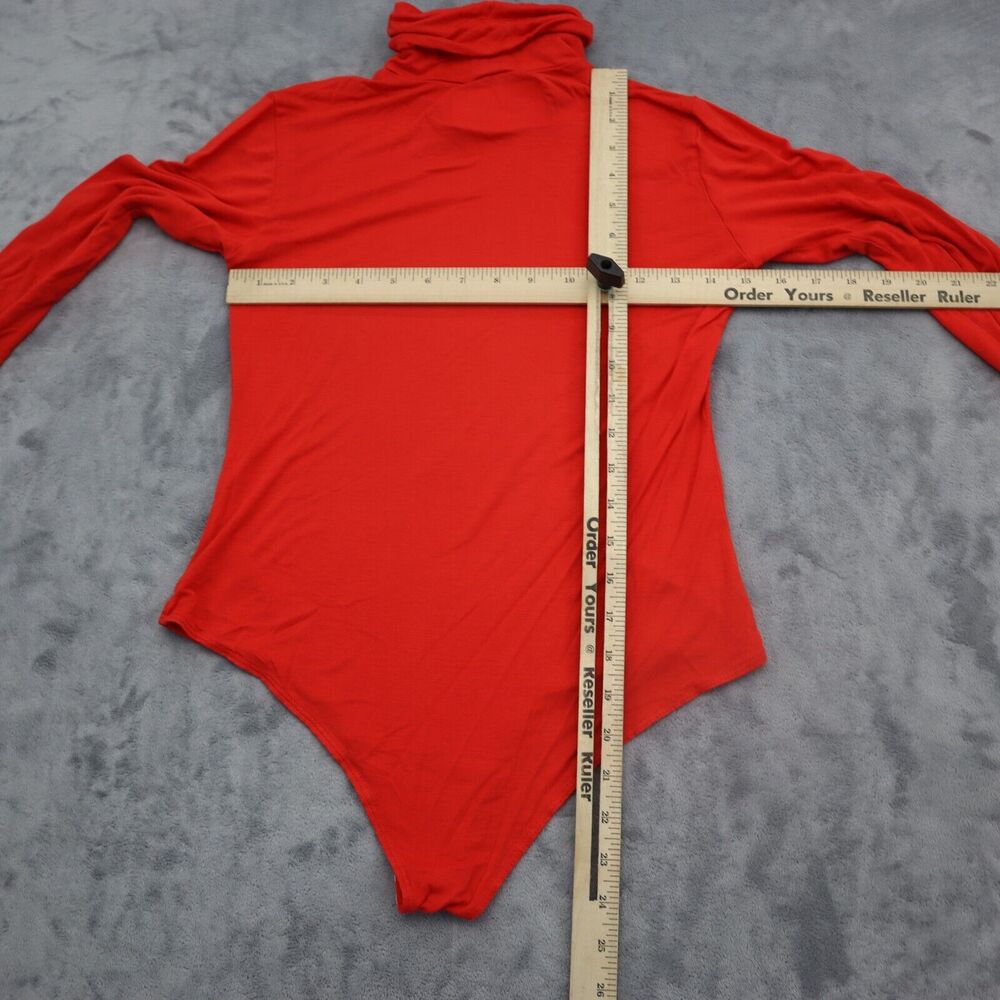 Best Cody Shirt Womens M Red Long Sleeve Turtleneck Knit Stretch Bodysuit - Picture 5 of 16